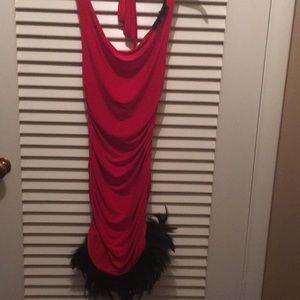 NWOT Sexy and fun red feather dress.